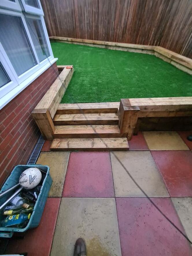Garden patio surfaces cleaned after professional pressure washing