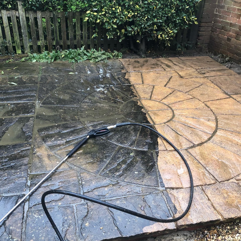 Patio area before and after professional installation