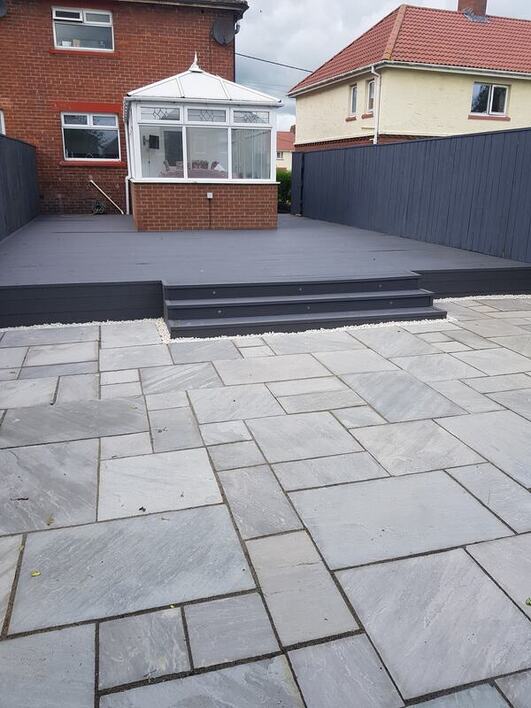 Porcelain paving patio area