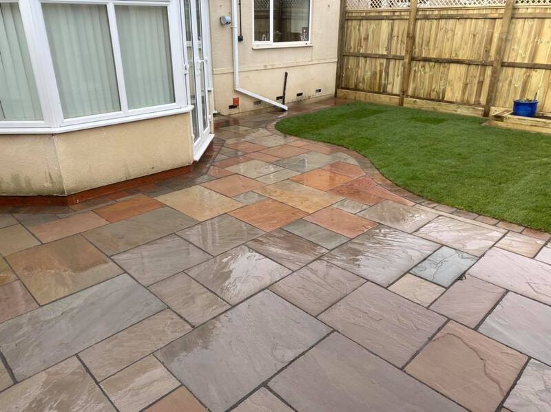 Indian sandstone paving patio installation in Durham